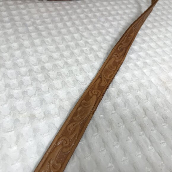 Vintage 70s Tooled Leather Shoulder Bag Hibiscus Floral - Picture 15 of 16